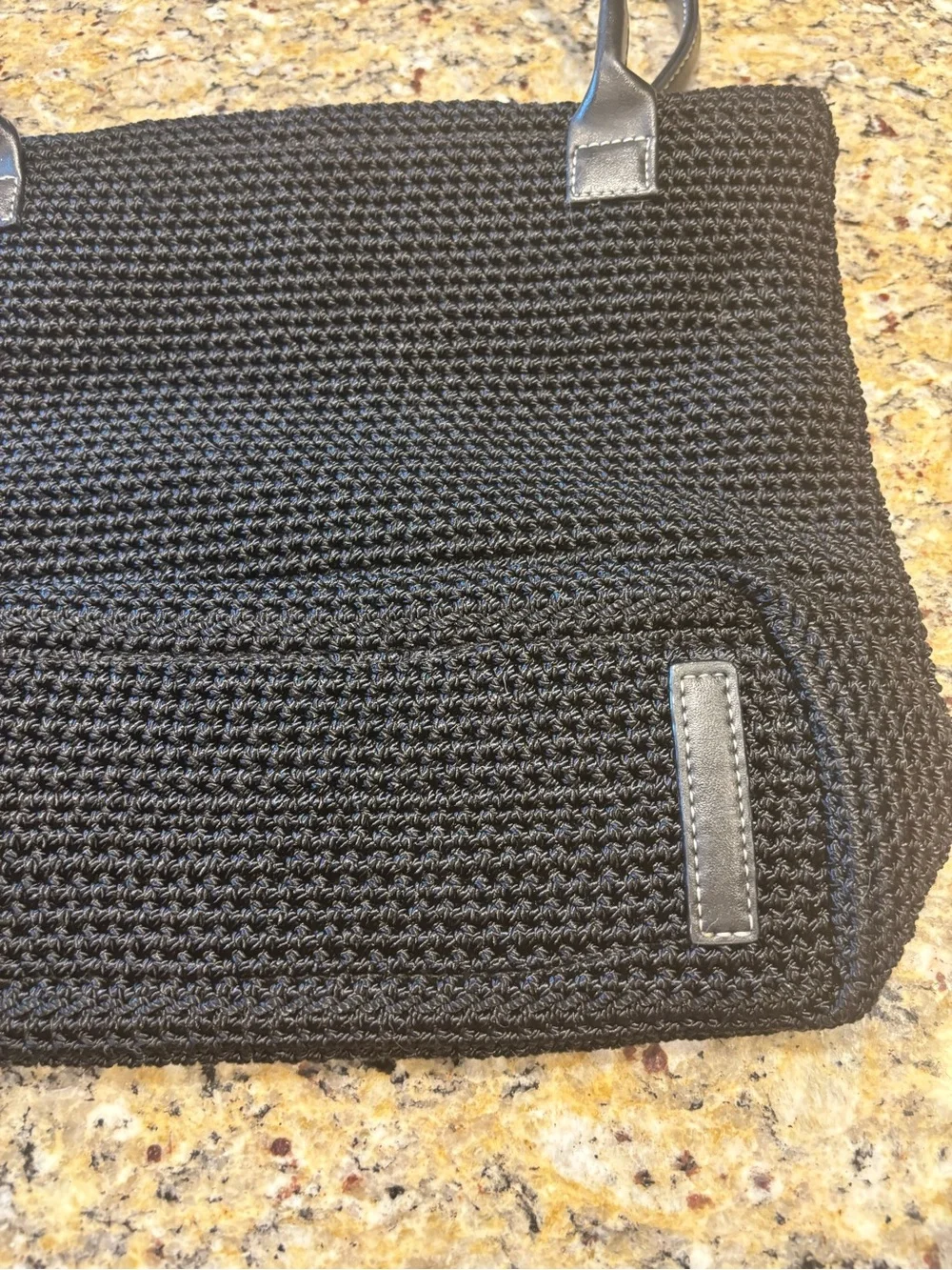 The Sak Black Woven Tote with Leather Handles